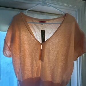 J.Crew Featherweight cropped cashmere V-neck Top Large Light Pink/Peach